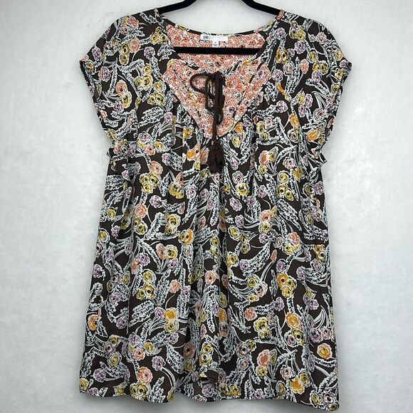 DR2 Daniel Rainn Nordstrom Sheer Sleeveless Floral Boho Top Blouse Sz XL - Picture 1 of 6